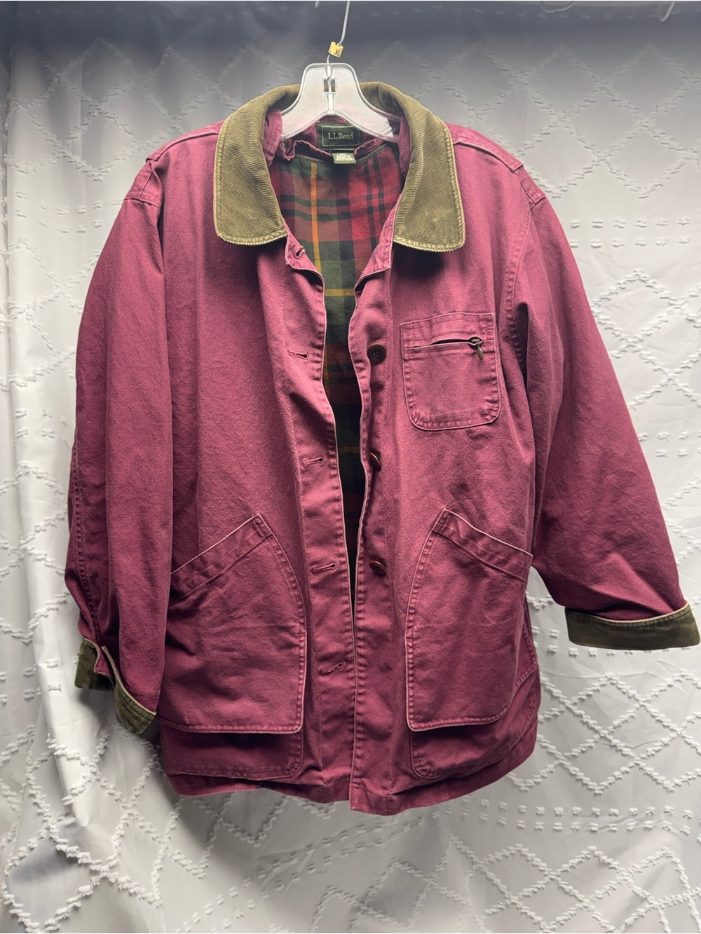 Vintage L.L. Bean Barn Coat Womens Medium Maroon Red Button Up Chore Jacket